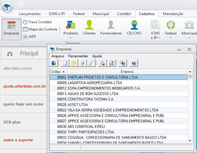 Alterdata Fiscal - acesso ao Cadastro de Empresas