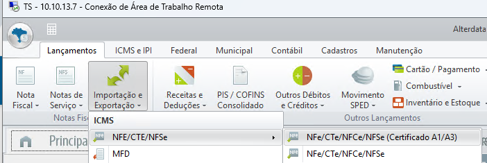 Acesso ao conciliador de notas no Alterdata Fiscal