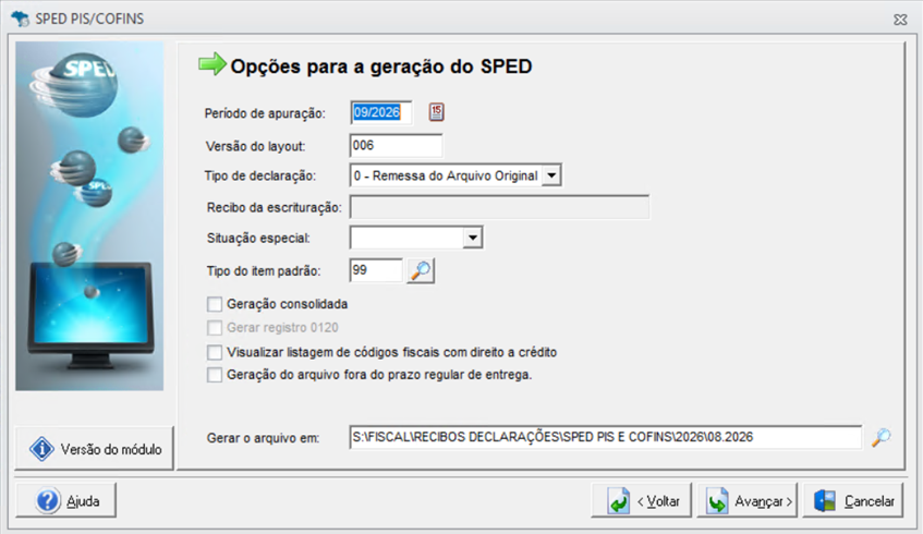 Opções para geração do SPED no Alterdata Fiscal